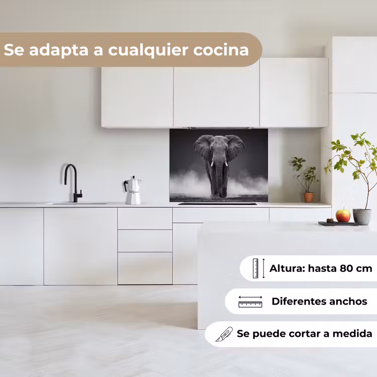 Revestimiento cocina - Elefante - Negro - Blanco - Humo — 6