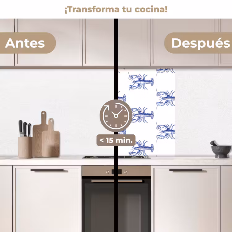 Revestimiento cocina - Langostas - Patrón - Azul - Blanco — 2