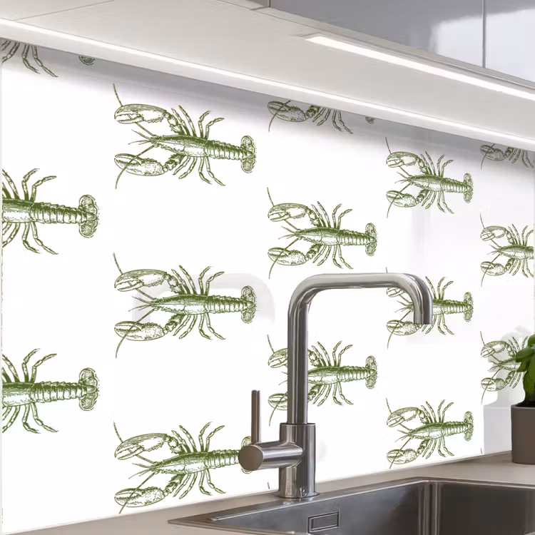 Revestimiento cocina - Langostas - Verde - Patrón — 1
