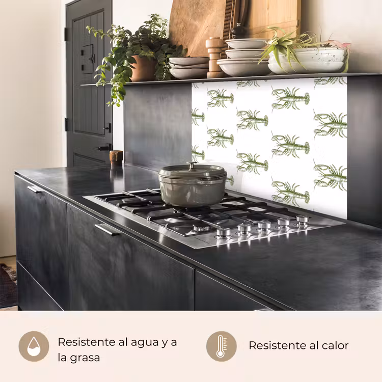 Revestimiento cocina - Langostas - Verde - Patrón — 4