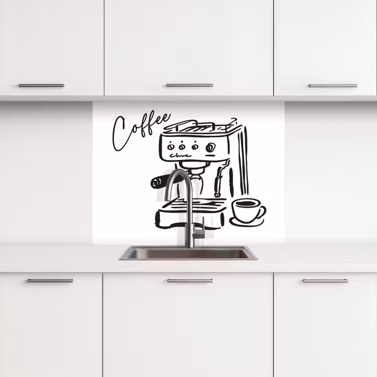 Revestimiento cocina - Máquina de café espresso - Negro - Blanco — 3