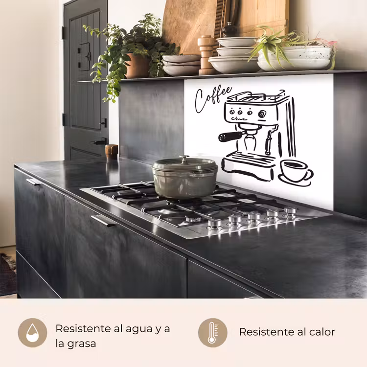 Revestimiento cocina - Máquina de café espresso - Negro - Blanco — 4