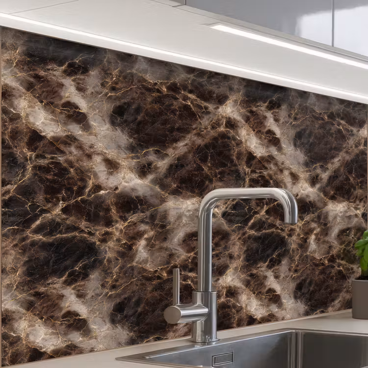 Revestimiento cocina - Marrón - Oro - Mármol — 1