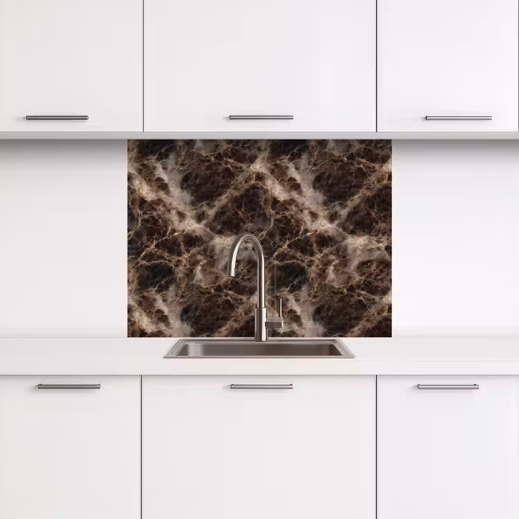 Revestimiento cocina - Marrón - Oro - Mármol — 3