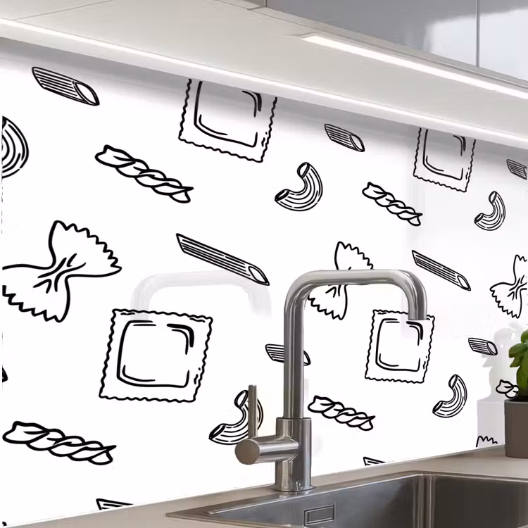 Revestimiento cocina - Pasta - Patrón - Blanco y negro — 1
