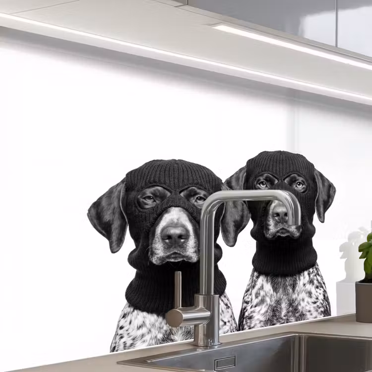 Revestimiento cocina - Perros - pasamontañas - Negro - blanco — 1