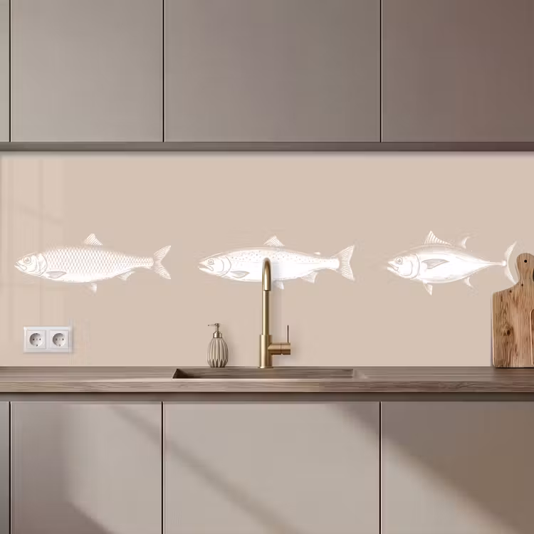 Revestimiento cocina - Pescado - Beige - Blanco — 1