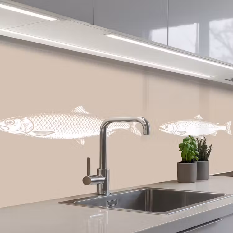 Revestimiento cocina - Pescado - Beige - Blanco — 2