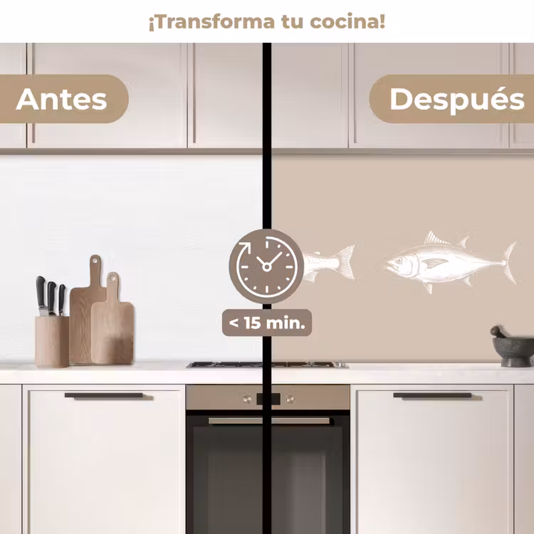Revestimiento cocina - Pescado - Beige - Blanco — 3