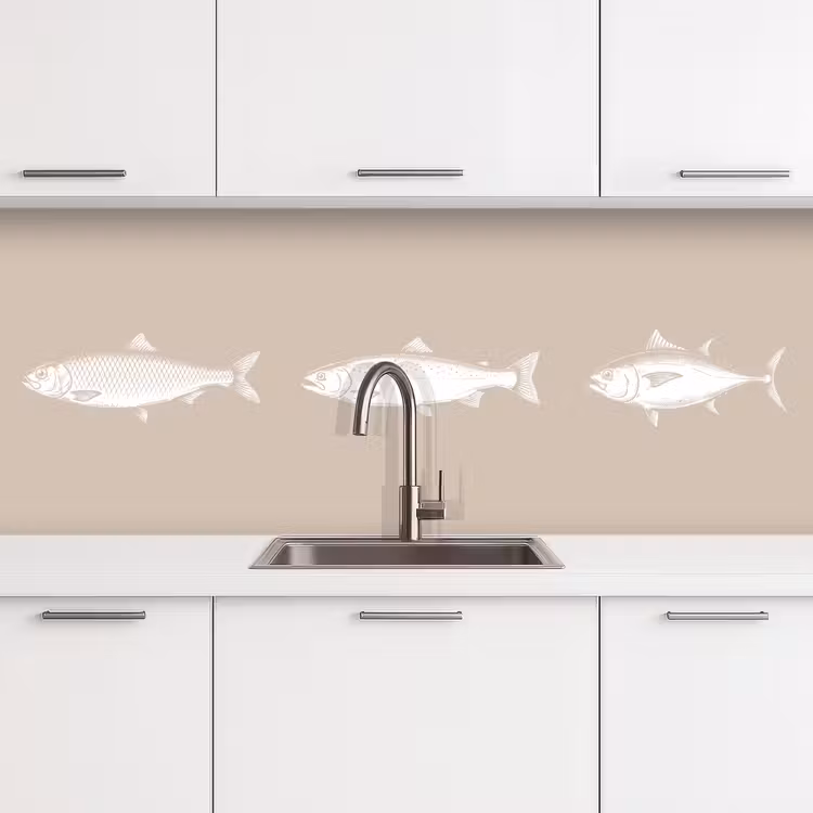 Revestimiento cocina - Pescado - Beige - Blanco — 4