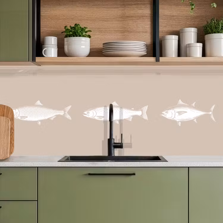Revestimiento cocina - Pescado - Beige - Blanco — 8