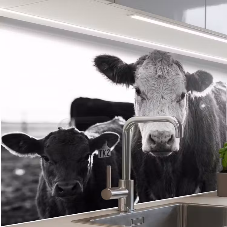 Revestimiento cocina - Vacas - Blanco y negro — 1