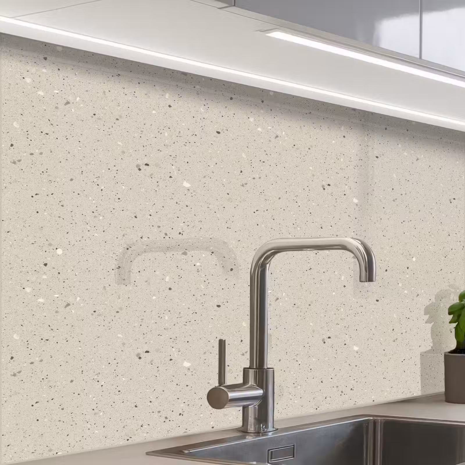 Revestimiento cocina - Beige claro - Terrazo - Gris — 1