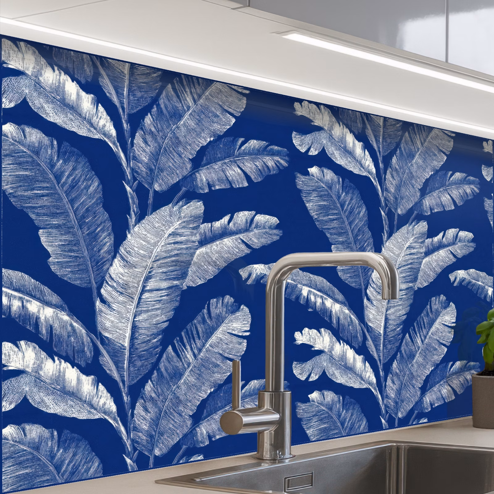 Revestimiento cocina - Hoja - Palma - Azul — 1