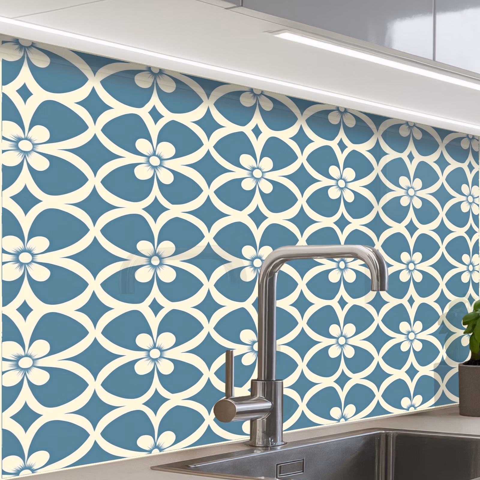 Revestimiento cocina - Patrón - Simétrico - Azul — 1