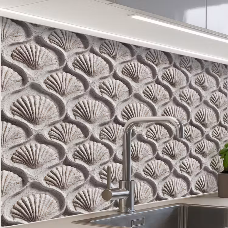 Revestimiento cocina - Arena - Forma de concha - Gris — 1