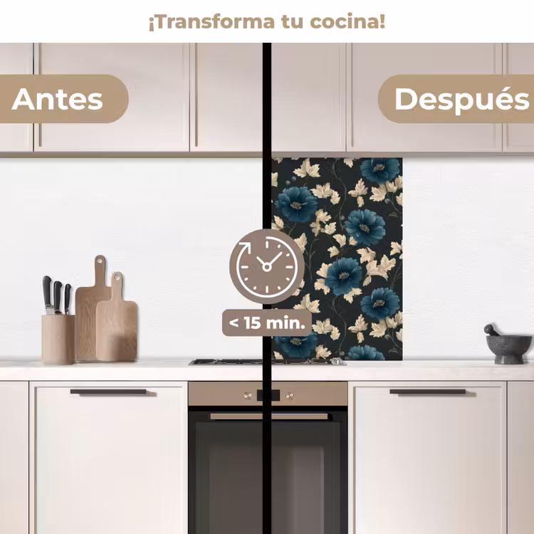 Revestimiento cocina - Botánico - Flores - Azul — 2
