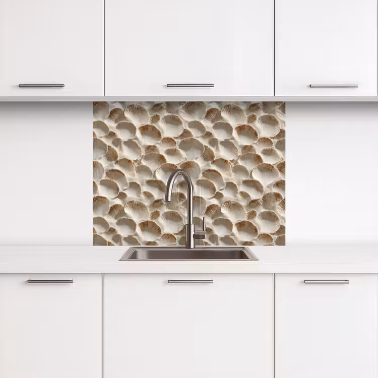 Revestimiento cocina - Conchas - Forma de abanico - Blanco — 3