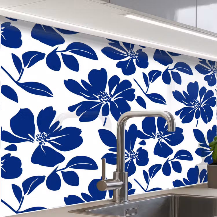 Revestimiento cocina - Floral - Moderno - Azul — 1