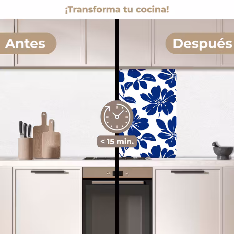 Revestimiento cocina - Floral - Moderno - Azul — 2