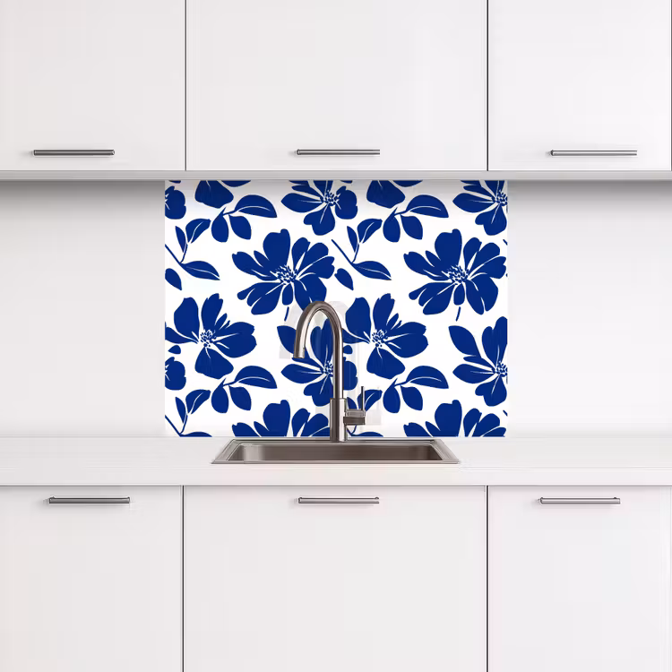 Revestimiento cocina - Floral - Moderno - Azul — 3