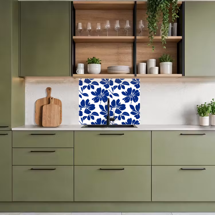 Revestimiento cocina - Floral - Moderno - Azul — 7