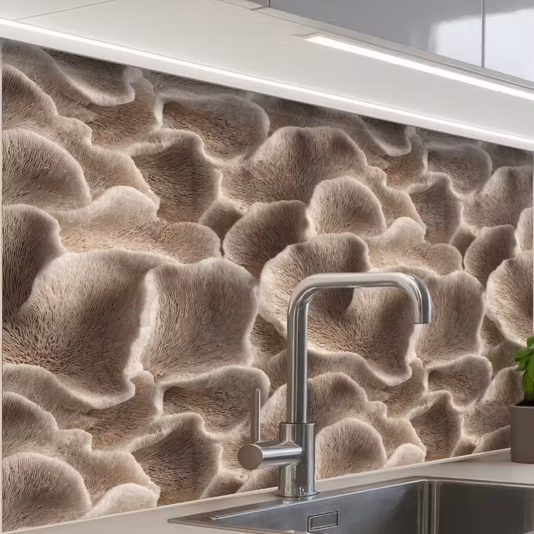 Revestimiento cocina - Forma de abanico - Beige - Textura de fibra — 1