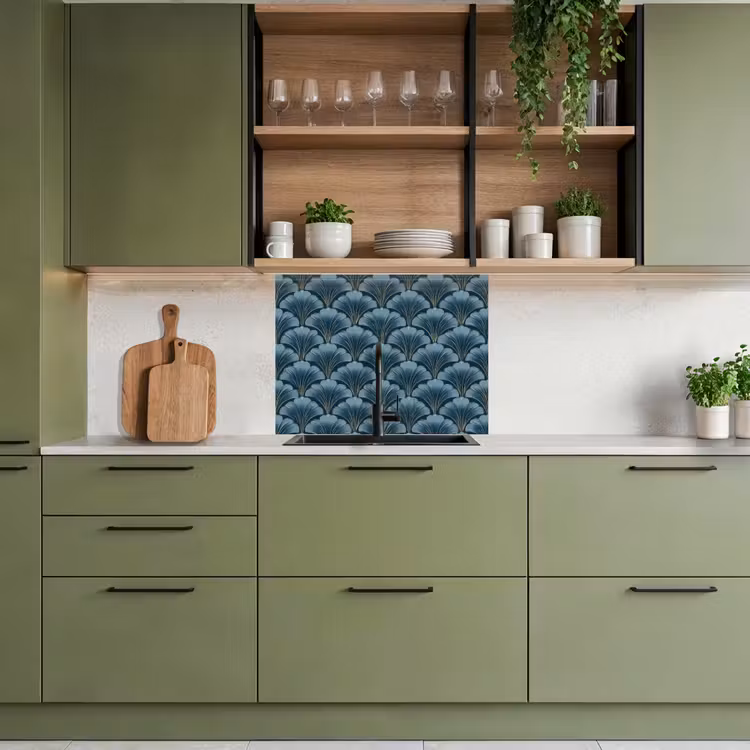 Revestimiento cocina - Motivo - Hoja de ginkgo - Azul — 7
