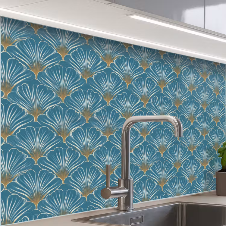 Revestimiento cocina - Simétrico - Patrón - Azul — 1
