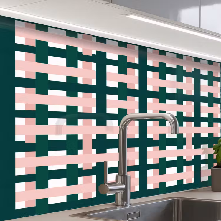 Revestimiento cocina - Trenza - Verde - Rosa - Gráfico — 1