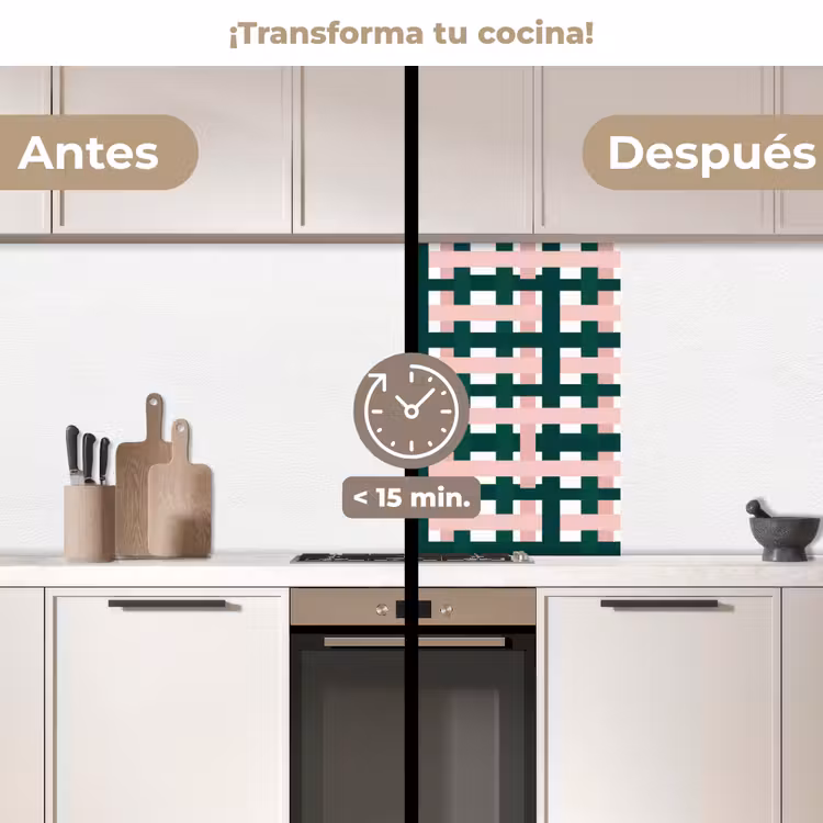 Revestimiento cocina - Trenza - Verde - Rosa - Gráfico — 2