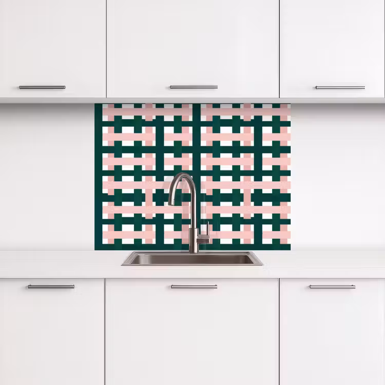 Revestimiento cocina - Trenza - Verde - Rosa - Gráfico — 3