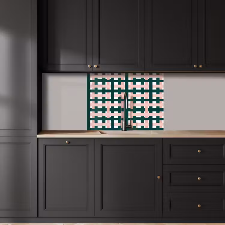Revestimiento cocina - Trenza - Verde - Rosa - Gráfico — 5