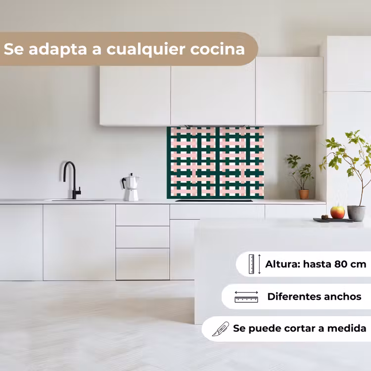 Revestimiento cocina - Trenza - Verde - Rosa - Gráfico — 6