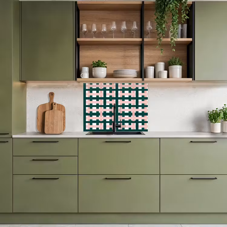 Revestimiento cocina - Trenza - Verde - Rosa - Gráfico — 7