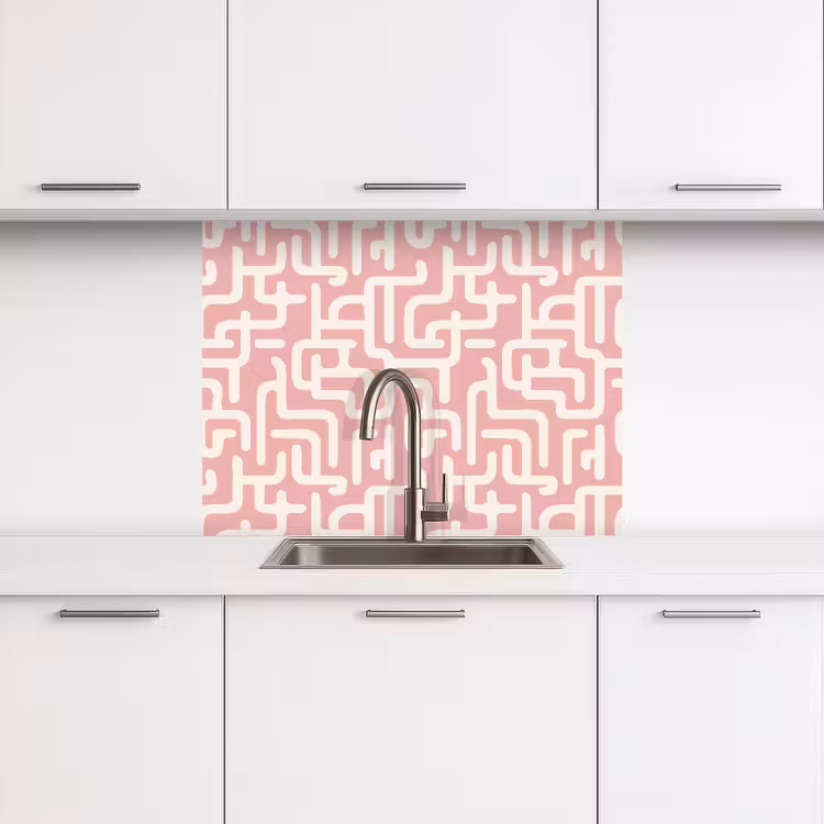 Revestimiento cocina - Laberinto - Rosa - Blanco - Abstracto — 3