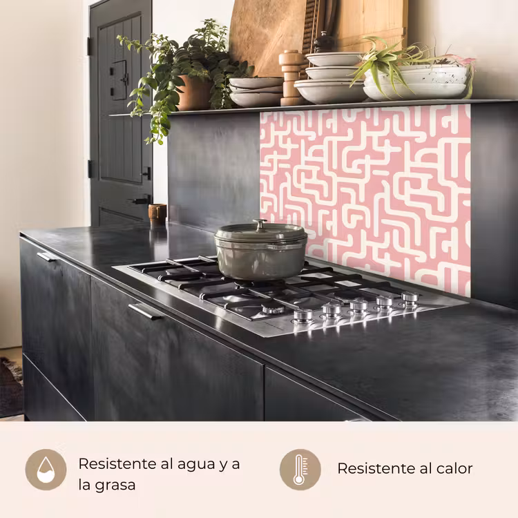 Revestimiento cocina - Laberinto - Rosa - Blanco - Abstracto — 4