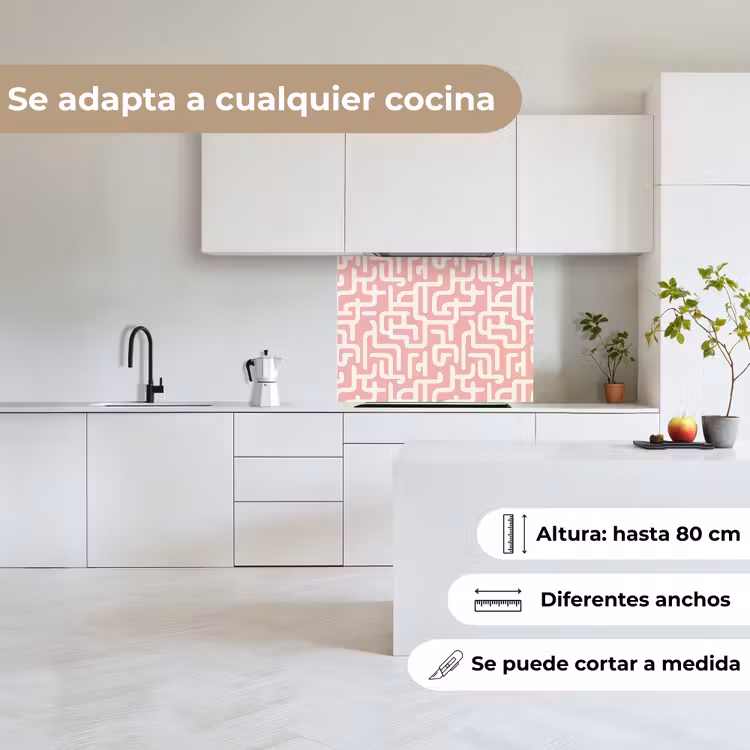 Revestimiento cocina - Laberinto - Rosa - Blanco - Abstracto — 6