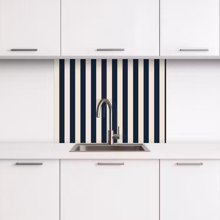 Revestimiento cocina - Rayas verticales - Azul - Crema — 3