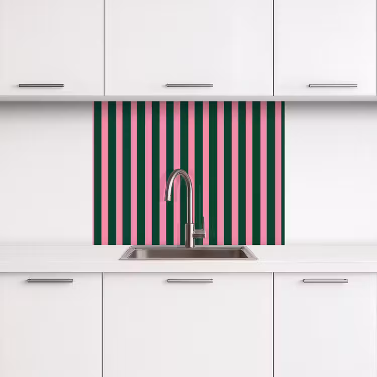 Revestimiento cocina - Rayas verticales - Verde - Rosa — 3