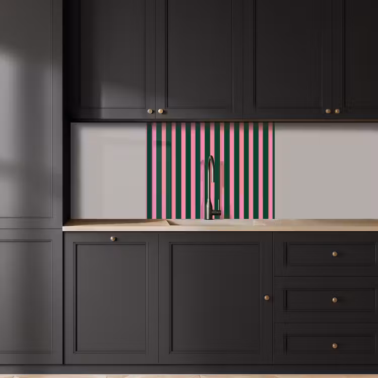 Revestimiento cocina - Rayas verticales - Verde - Rosa — 5