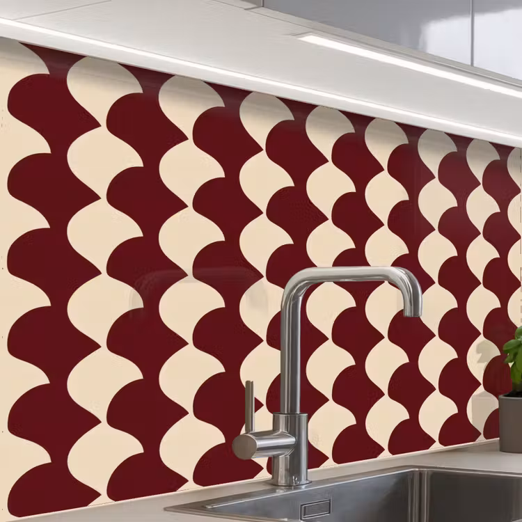 Revestimiento cocina - Rojo - Azulejos - Crema — 1