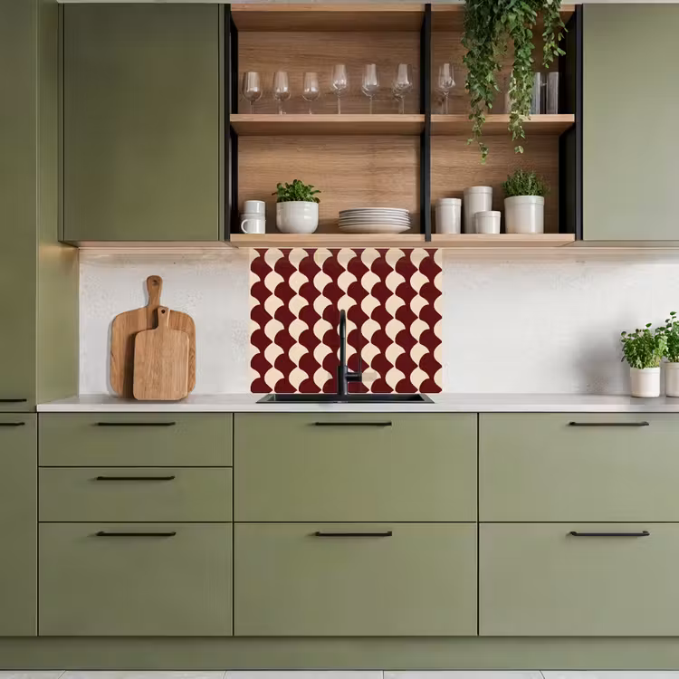 Revestimiento cocina - Rojo - Azulejos - Crema — 7
