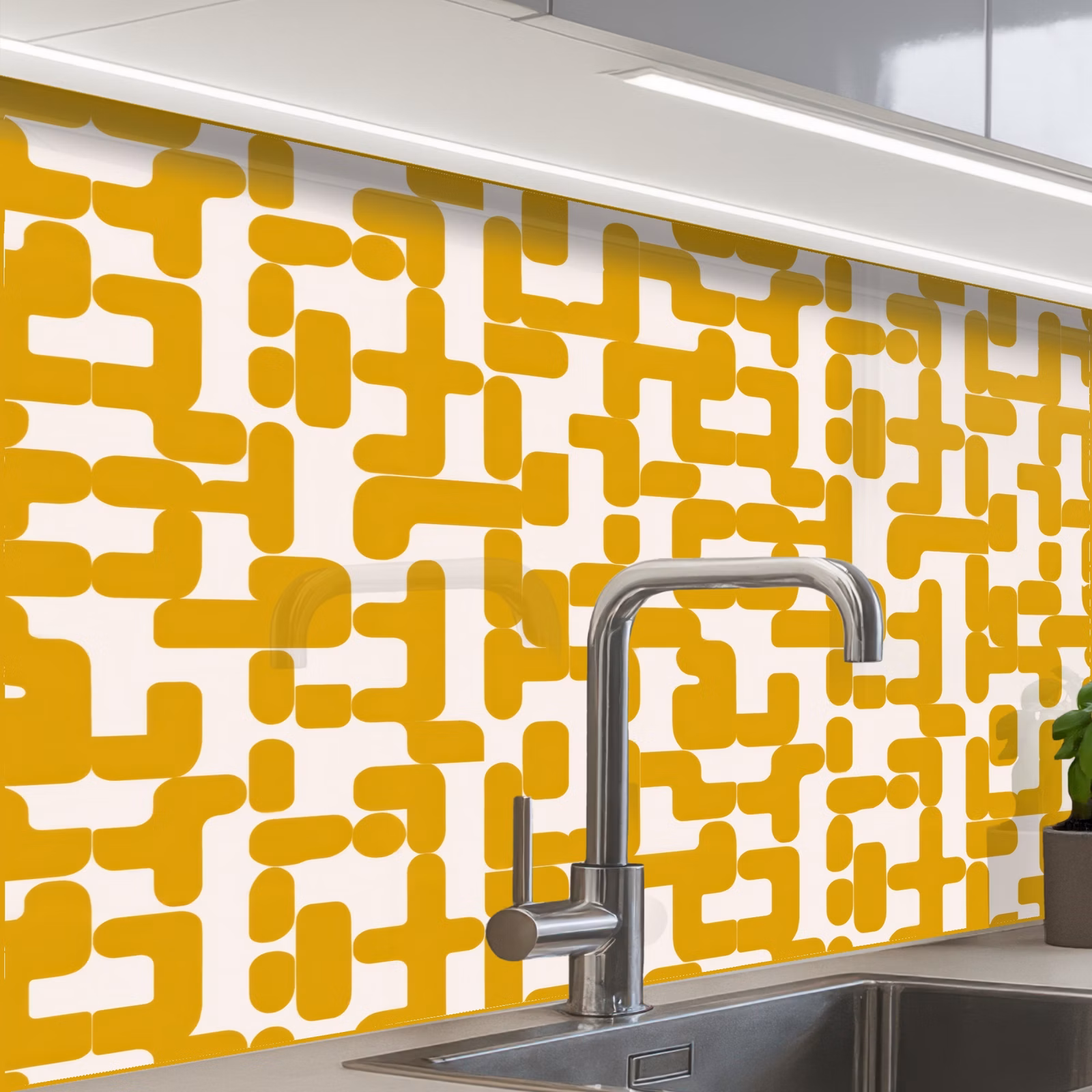 Revestimiento cocina - Amarillo - Beige - Estampado — 1