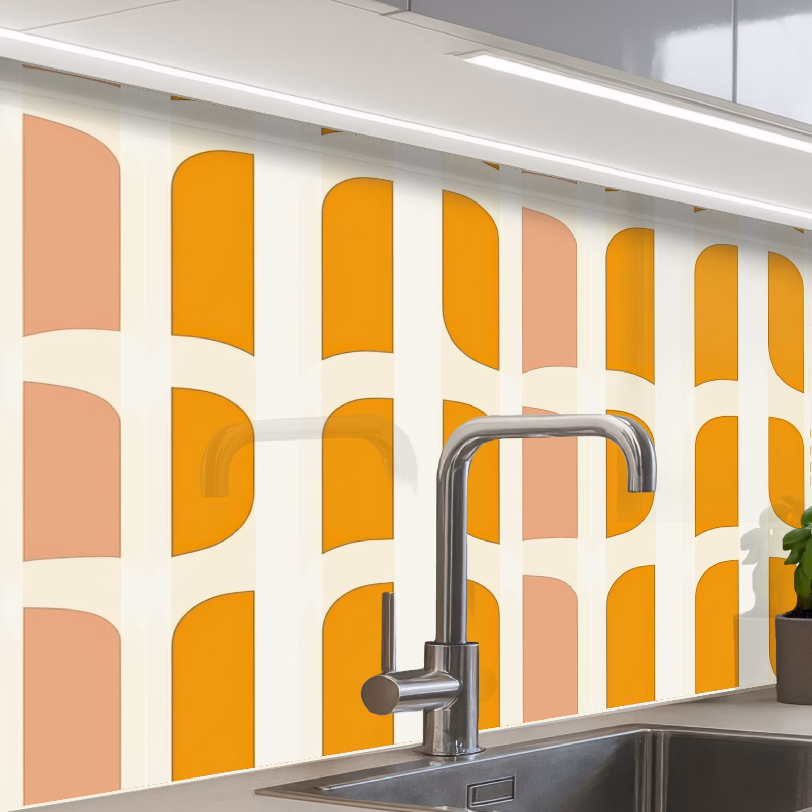 Revestimiento cocina - Geométrico - Patrón - Amarillo - Rosa — 1