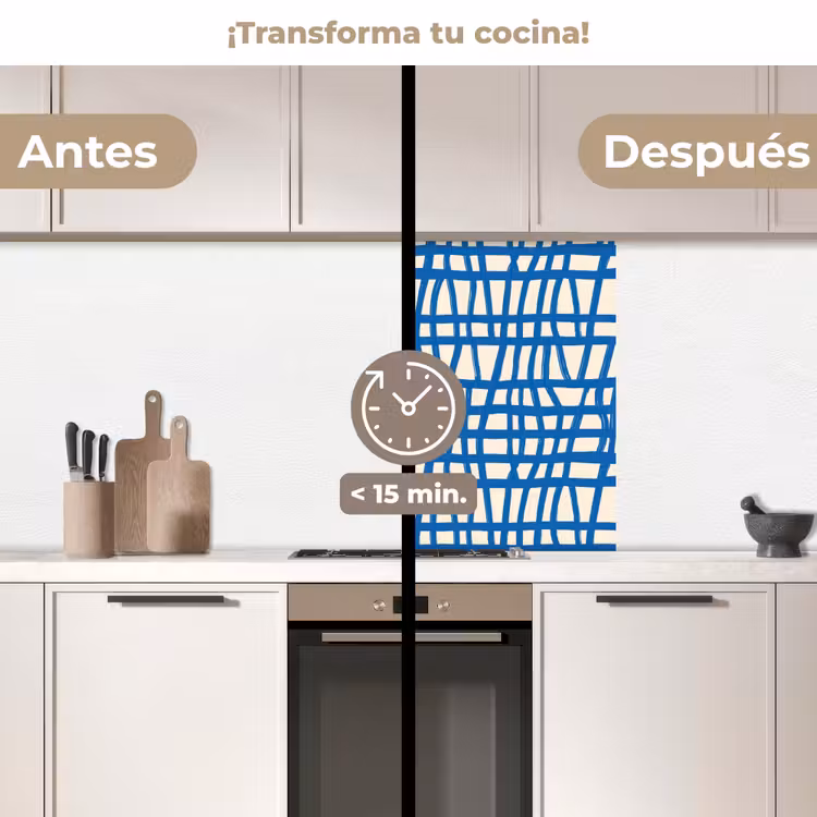 Revestimiento cocina - Diseño a cuadros - Azul - Crema — 2