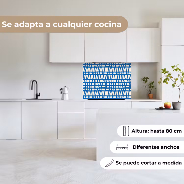 Revestimiento cocina - Diseño a cuadros - Azul - Crema — 6