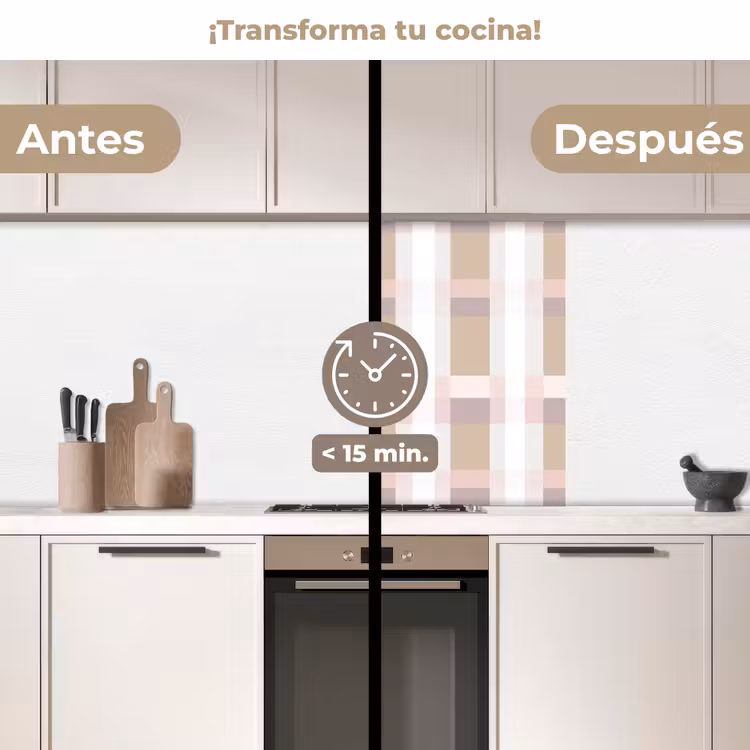 Revestimiento cocina - Diseño a cuadros - Tonos tierra - Minimalista — 2