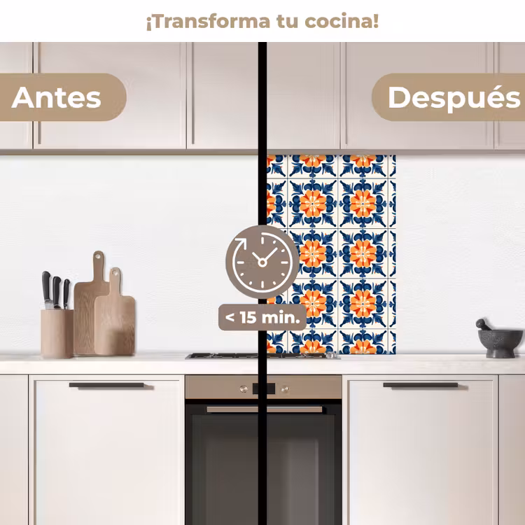 Revestimiento cocina - Tradicional - Azulejos - Naranja — 2