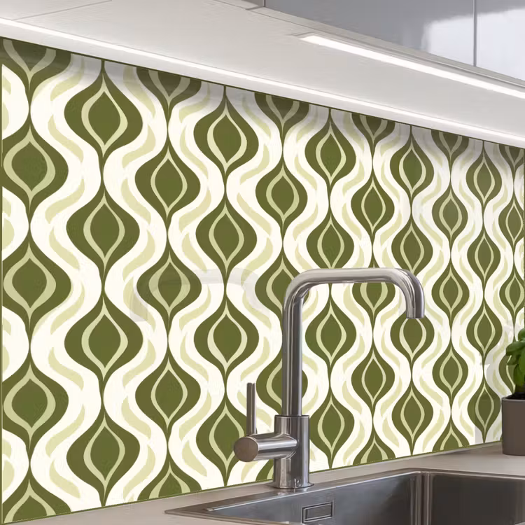 Revestimiento cocina - Motivo - Retro - Verde — 1